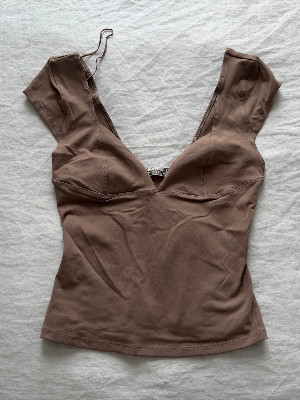Free People Soft V-Neck Brown Cap Sleeve Tank